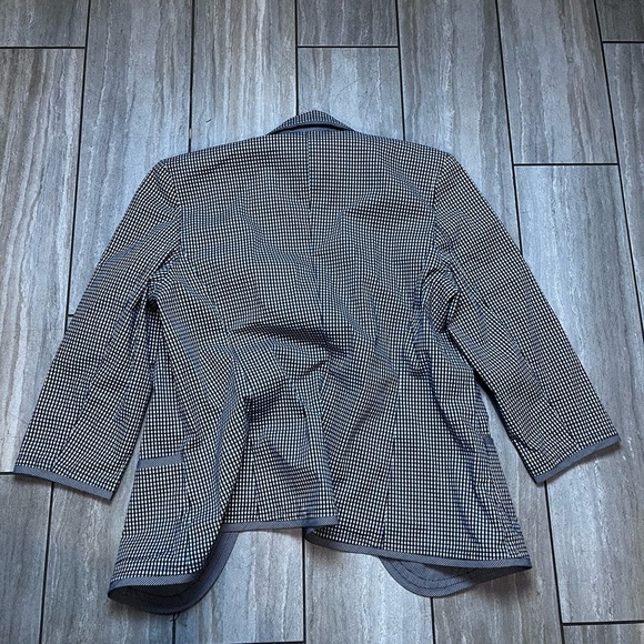 Talbots Womens Blazer Jacket Black White Gingham Plaid Button Front Stretch 8P - Picture 3 of 6